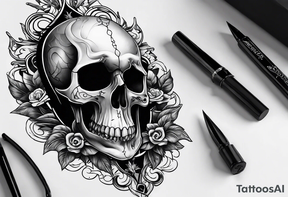 dagger piercing an eyesocket of the skull tattoo idea