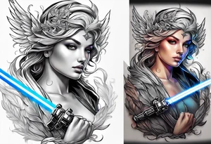 Angel with a lightsaber tattoo idea