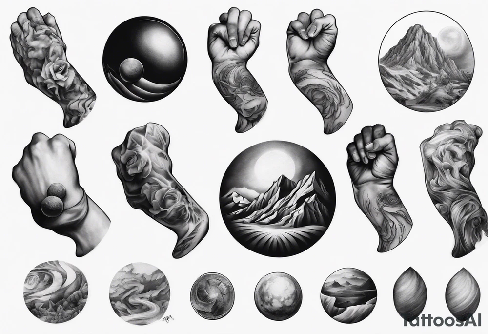 sisyphus arm sleeve tattoo idea