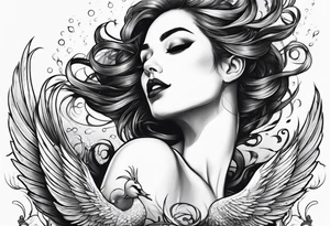 woman swan diving off of a cigarette tattoo idea