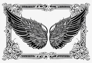 words in arabic calligraph in shape of angel wing tattoo idea
