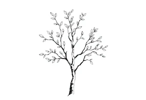 birch tree with leaves tattoo idea
