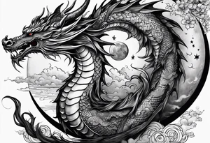 Moon and a dragon tattoo idea