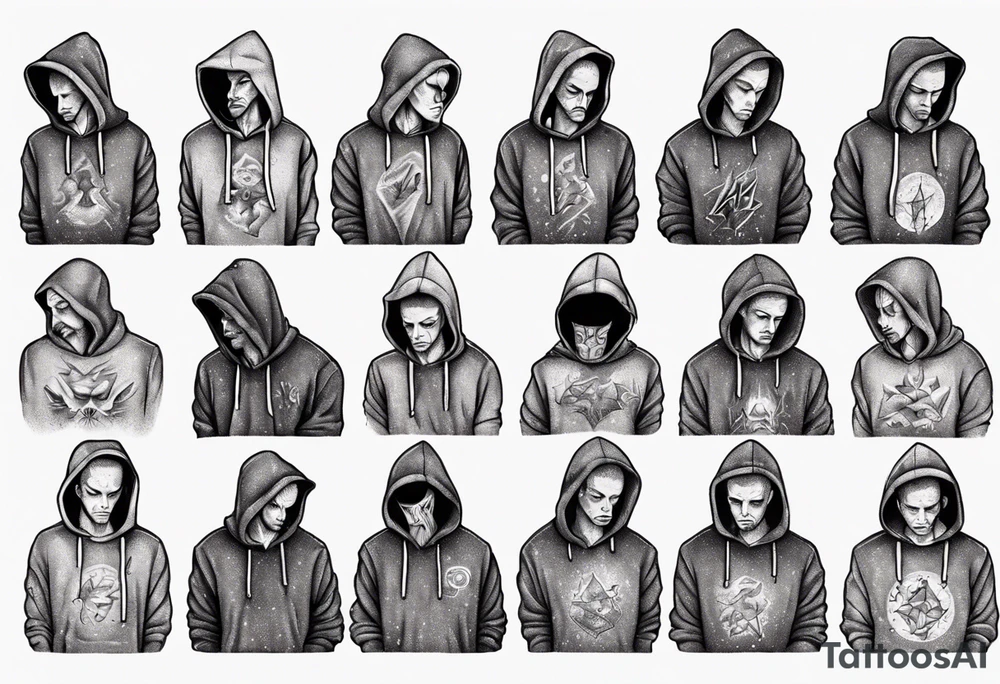 sad guy in a hoodie tattoo idea