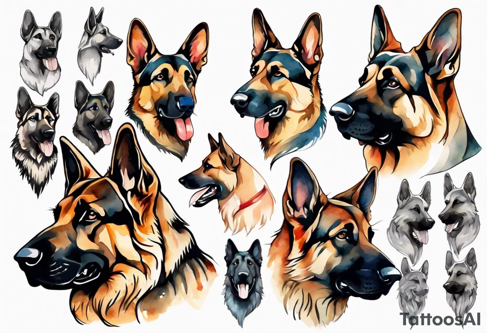 German shepherd profile tattoo idea