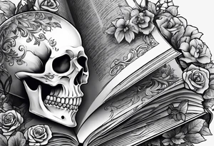 skeleton coming out of a book tattoo idea