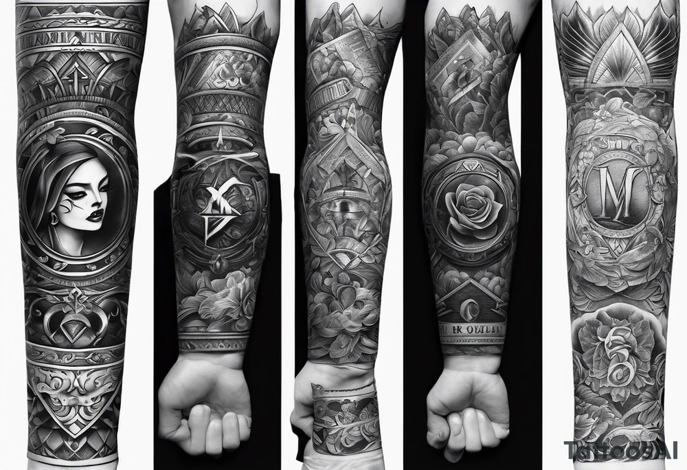 forearm for men and money with ace card tattoo idea