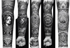 forearm for men and money with ace card tattoo idea