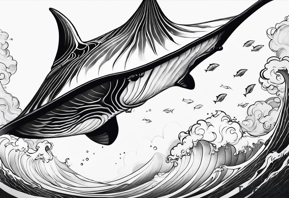 Cite manta ray swimming like flying tattoo idea