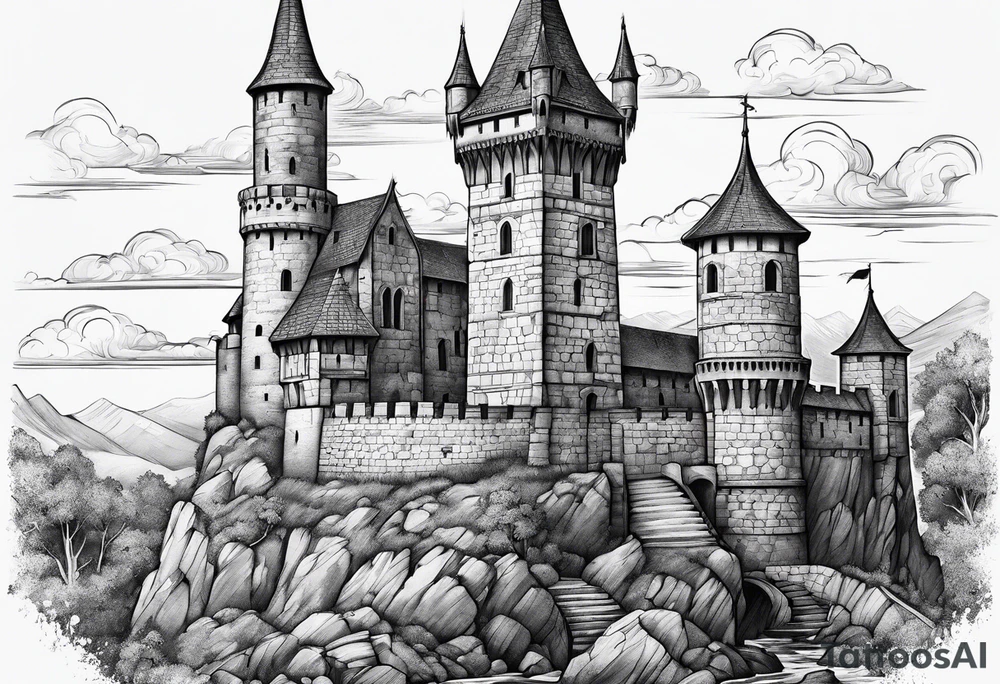 medieval tower tattoo idea