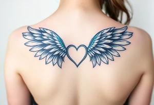 Angel wings, blue, heart, love tattoo idea