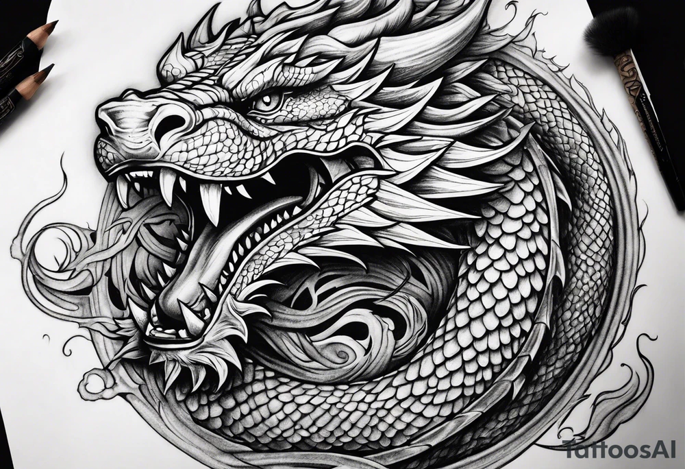 roaring dragons tattoo idea
