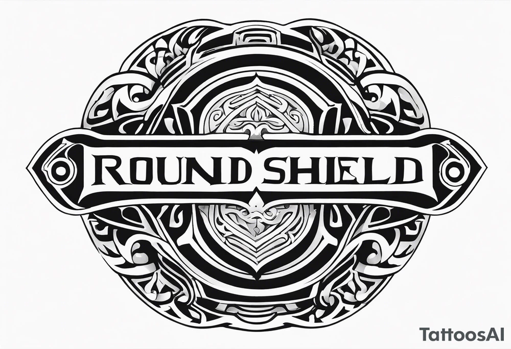 Valhalla round shield fire sword tattoo idea