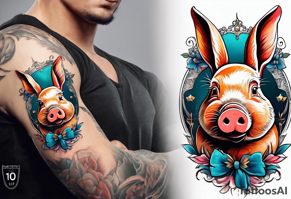 A pig that looks like a rabbit tattoo idea