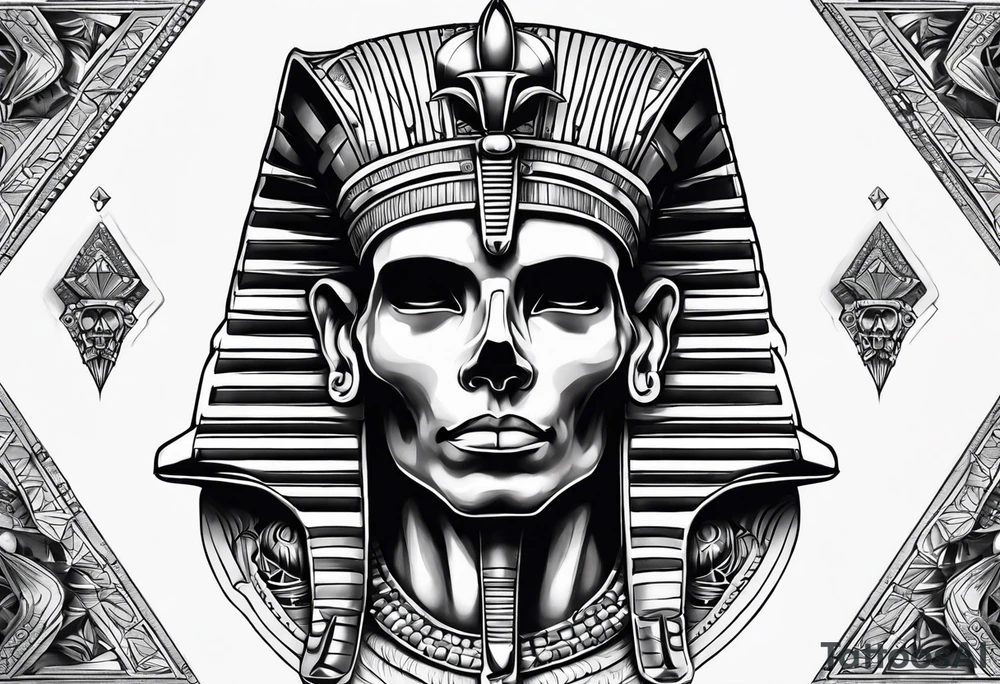 pharaoh skull realistic tattoo idea