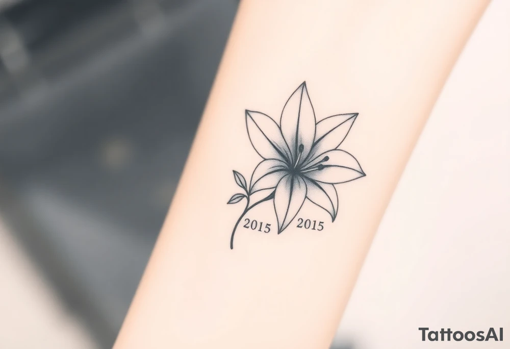 Hybrid flower lily with the date since 2015 tattoo idea