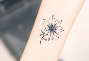 Hybrid flower lily with the date since 2015 tattoo idea