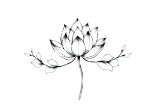 Lotus unalome with stems and leaves underboob tattoo idea