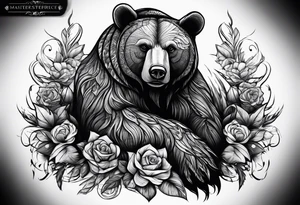 Bear protecting family tattoo idea