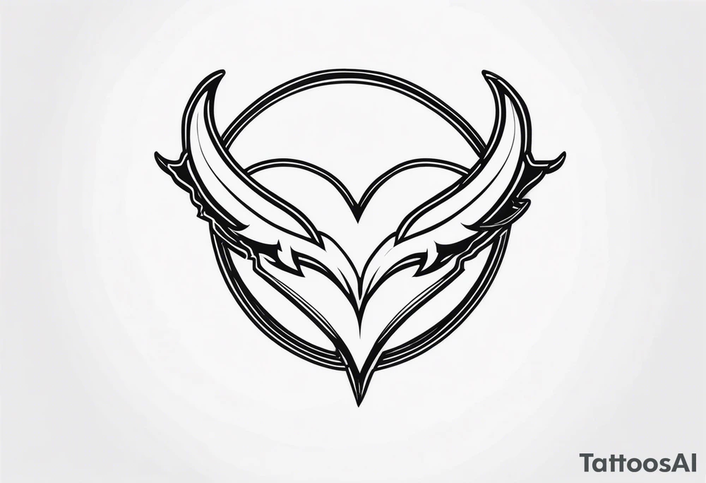 broken heart, halo, devil horns, small tattoo idea
