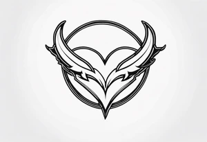 broken heart, halo, devil horns, small tattoo idea