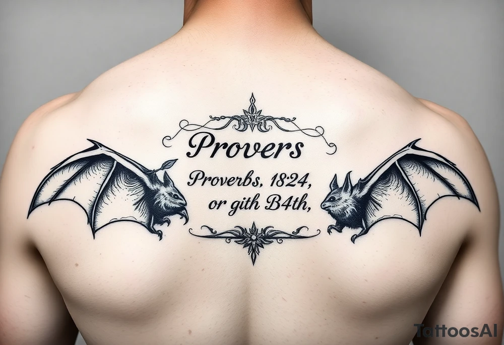 proverbs 18:24 surrounded by bats tattoo idea