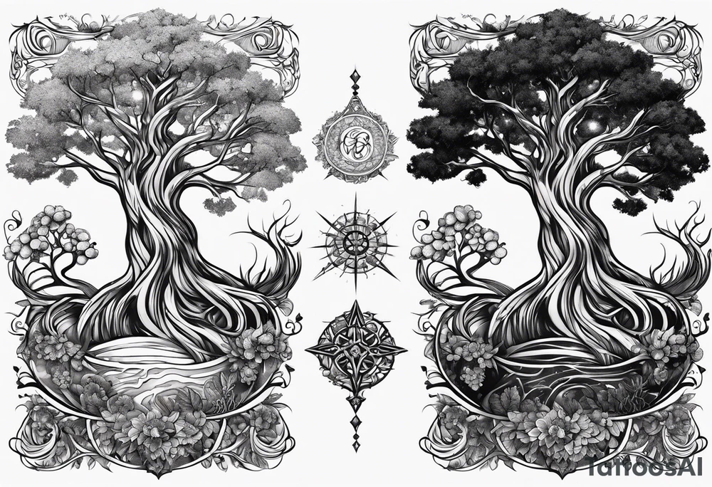 yggdrasil s ptákem tattoo idea