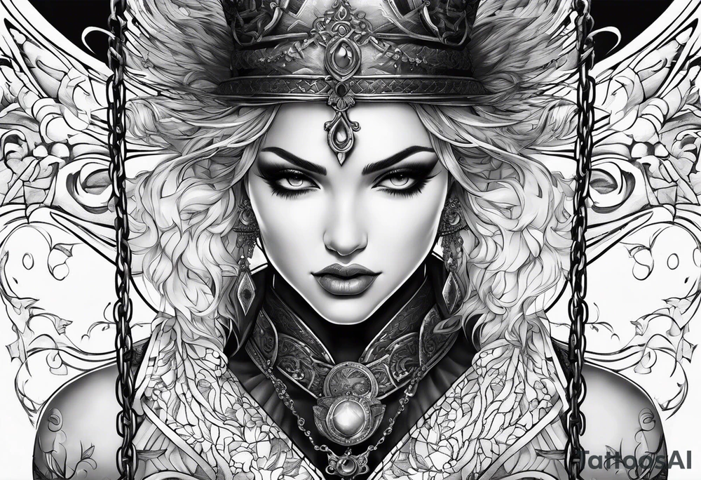 fallin angle with chains clouds lightening tattoo idea