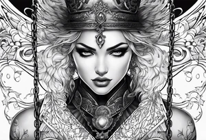 fallin angle with chains clouds lightening tattoo idea