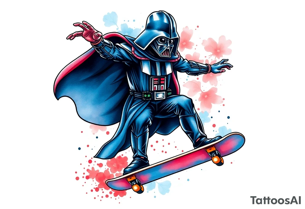 blue and red Darth Vader skateboarding outdoors
"Darth Carter"
12/29/88-01/06/24 tattoo idea
