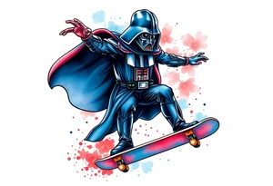 blue and red Darth Vader skateboarding outdoors
"Darth Carter"
12/29/88-01/06/24 tattoo idea