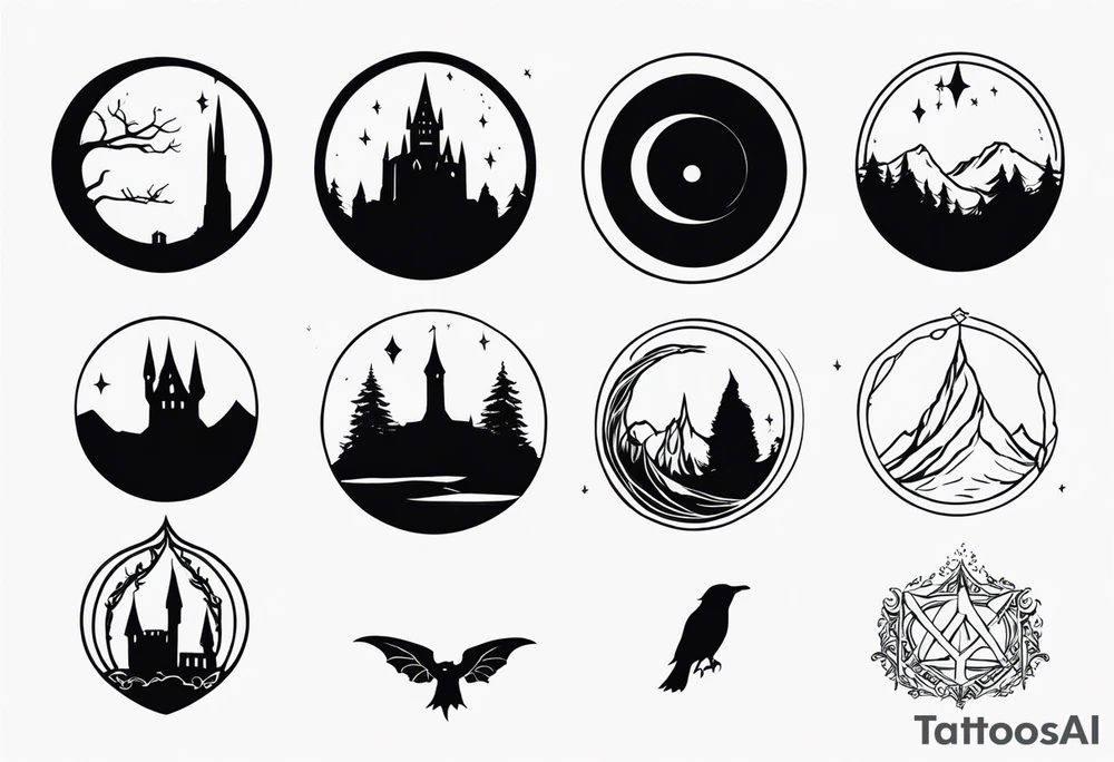 Lord of the rings and Harry Potter together. Small dainty and minimal tattoo idea