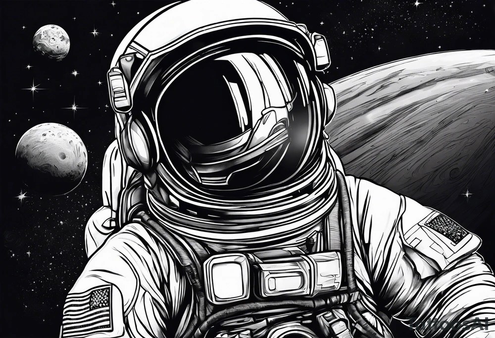 an astronaut floating through space tattoo idea