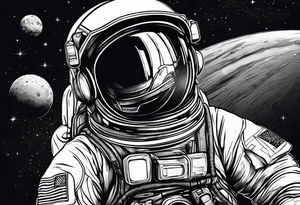 an astronaut floating through space tattoo idea