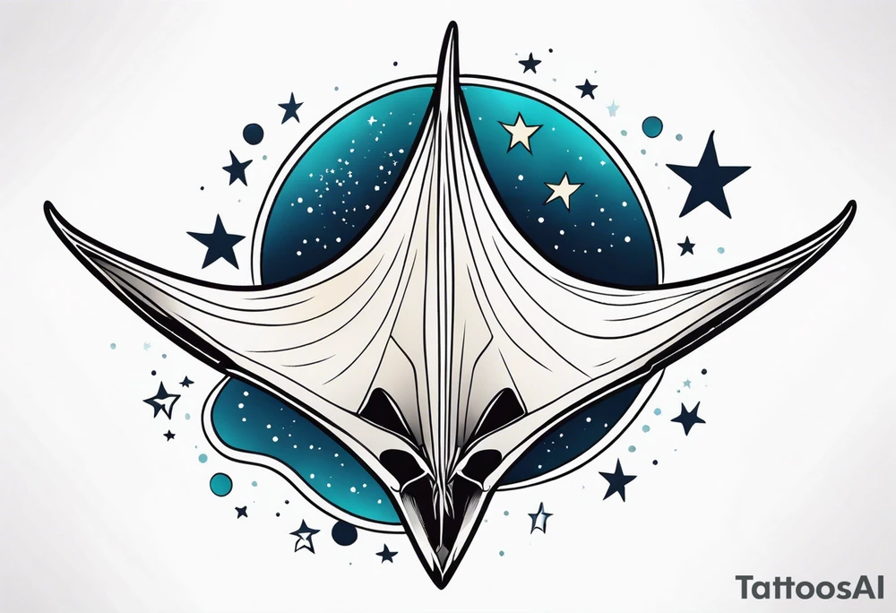 Manta ray with a nautical star inside tattoo idea