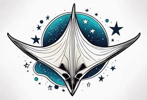 Manta ray with a nautical star inside tattoo idea