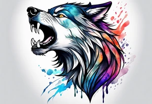 a wolf roaring tattoo idea