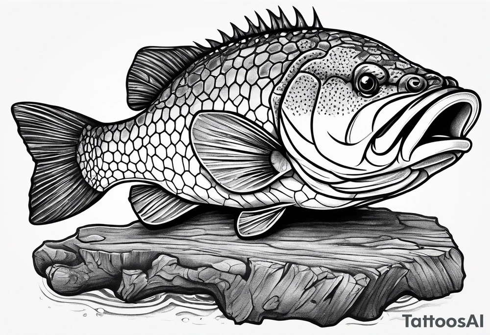 Murray cod on a log with a soccer ball tattoo idea