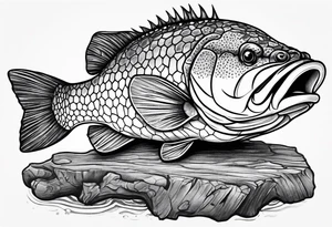 Murray cod on a log with a soccer ball tattoo idea