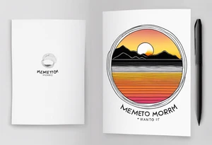 Simple line tattoo of a sunset with the inscription Memento mori
I want to put it on my knee
Without colours 
Without any extra stuff tattoo idea
