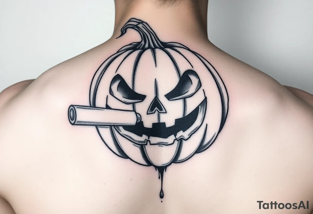 Spooky carved pumpkin 
With crack cocaine pipe tattoo idea