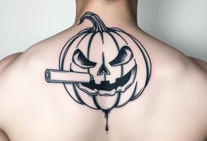 Spooky carved pumpkin 
With crack cocaine pipe tattoo idea