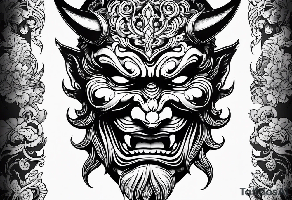Japanese devil mask tattoo idea
