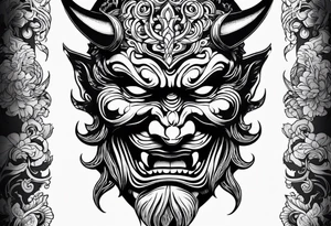 Japanese devil mask tattoo idea