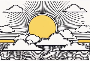 sunshine with rays
and clouds
old school vintage simple traditional design 

bold color simple tattoo idea