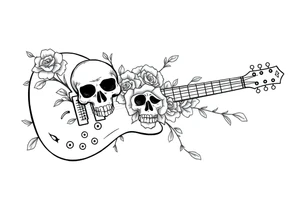 Electric guitar with skulls and roses tattoo idea