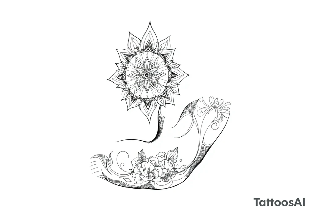 mandala ja alkukantaisia kuvioita tattoo idea