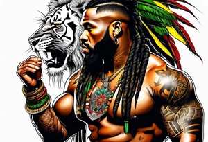 jamaican warrior with a lion tattoo idea