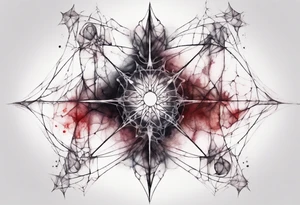 Macabre, abstract, acquarel, pigment, photon,  realistic, blood geometric fractal tattoo idea