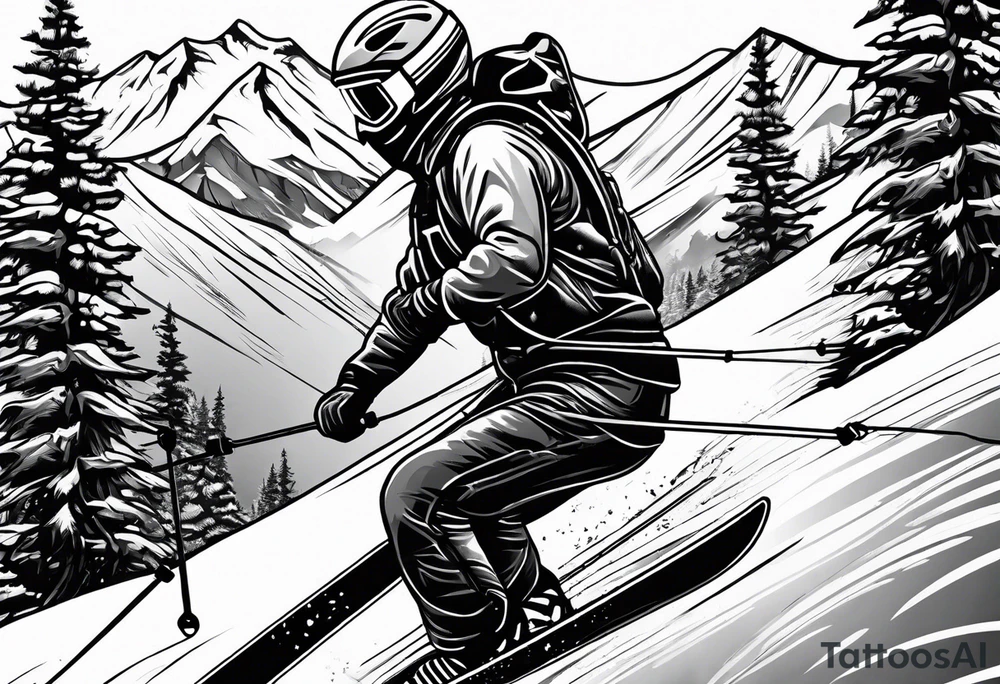 snow skier, water skier and mountain biking tattoo idea